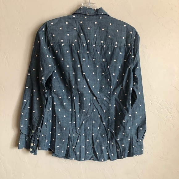 J.Crew Factory Chambray Polka Dot Button Down Top - Picture 8 of 8